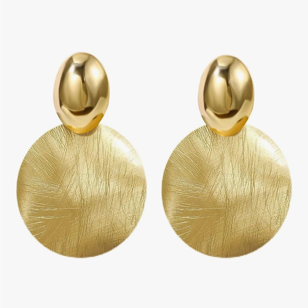 Chic Gold Statement Disc Earrings